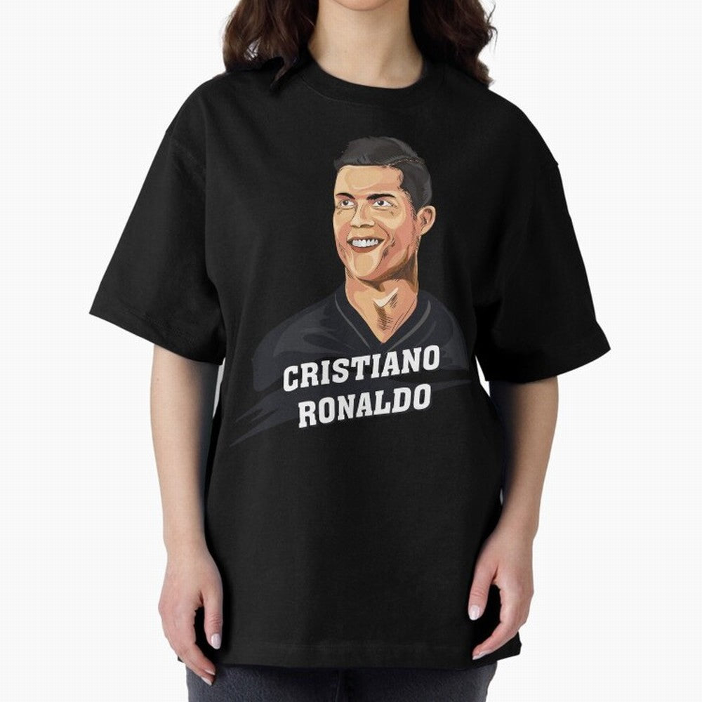 Cristiano Ronaldo Portrait Oversized T-Shirt Bring Global Tournament Vibes to Global Football Passion for FIFA World Cup 2026 USA Canada Mexico, Connected to Messi and Cristiano Ronaldo, Brazil, Goal Celebration Energy, Supporter Heritage, Football