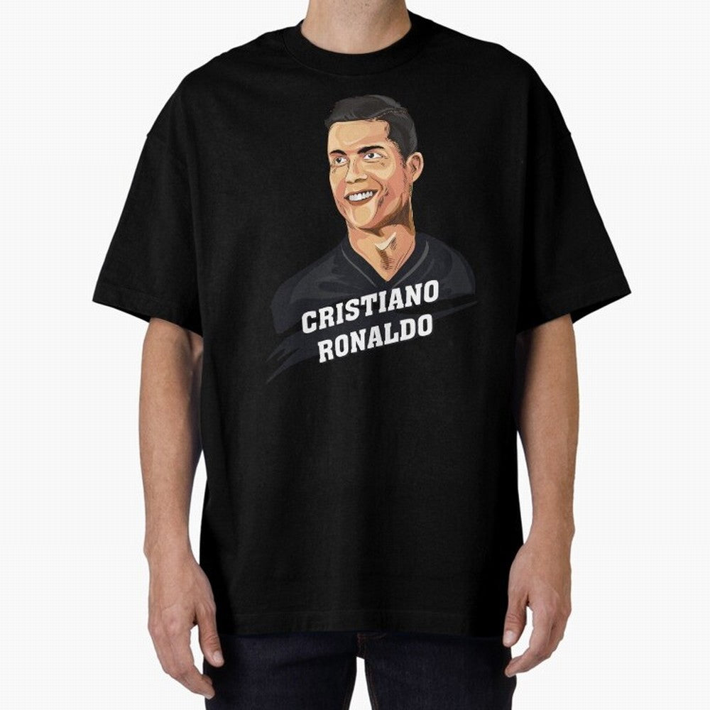 Cristiano Ronaldo Portrait Oversized T-Shirt Bring Global Tournament Vibes to Global Football Passion for FIFA World Cup 2026 USA Canada Mexico, Connected to Messi and Cristiano Ronaldo, Brazil, Goal Celebration Energy, Supporter Heritage, Football
