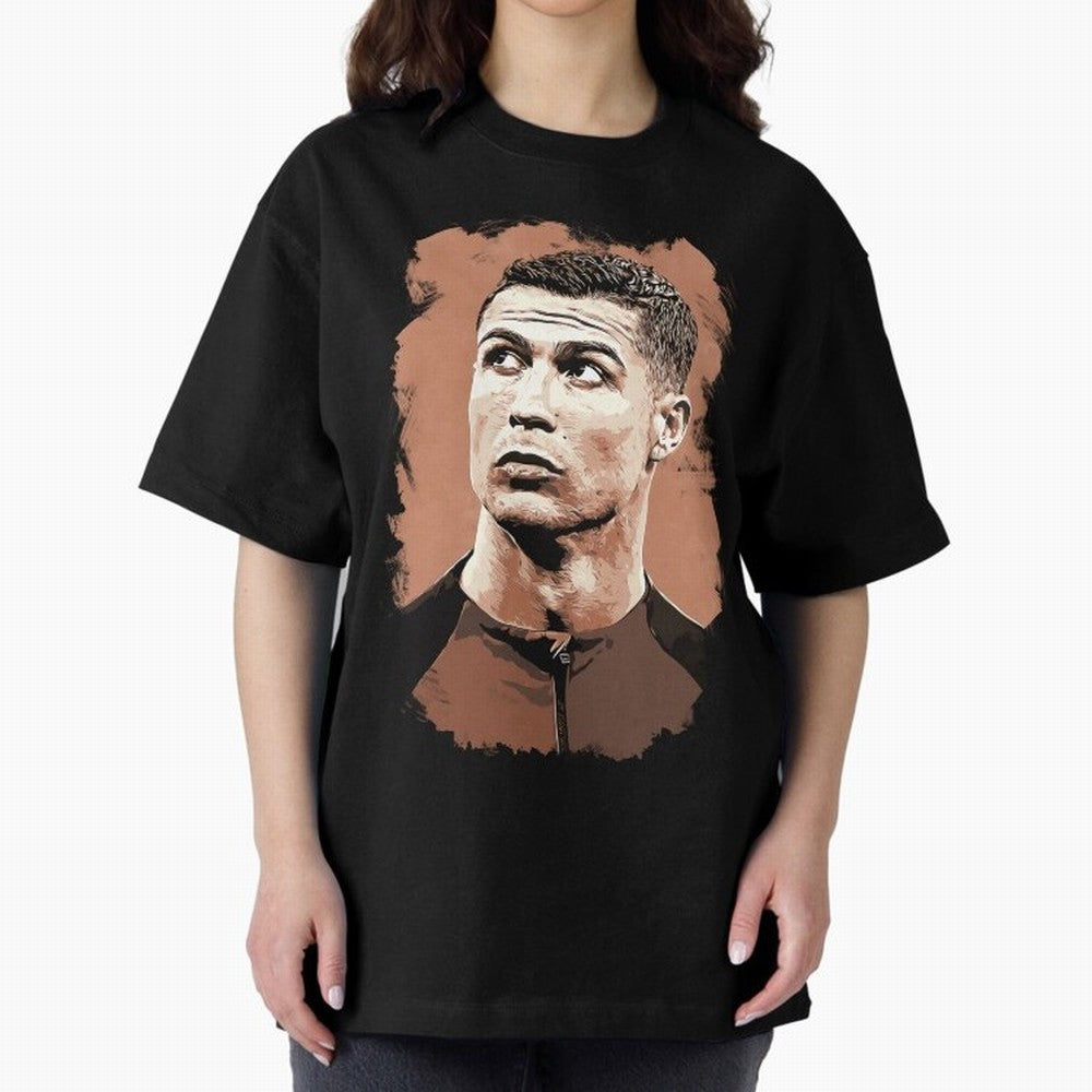 Cristiano Ronaldo Vexel Painting Oversized T-Shirt Unlock Match Day Hype around FIFA World Cup 2026 USA Canada Mexico, Mbappe and Neymar, France, Match Day Excitement, Supporter Culture, Golden Goals and Global Football Passion; Built for