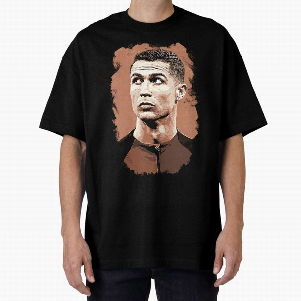 Cristiano Ronaldo Vexel Painting Oversized T-Shirt Unlock Match Day Hype around FIFA World Cup 2026 USA Canada Mexico, Mbappe and Neymar, France, Match Day Excitement, Supporter Culture, Golden Goals and Global Football Passion; Built for