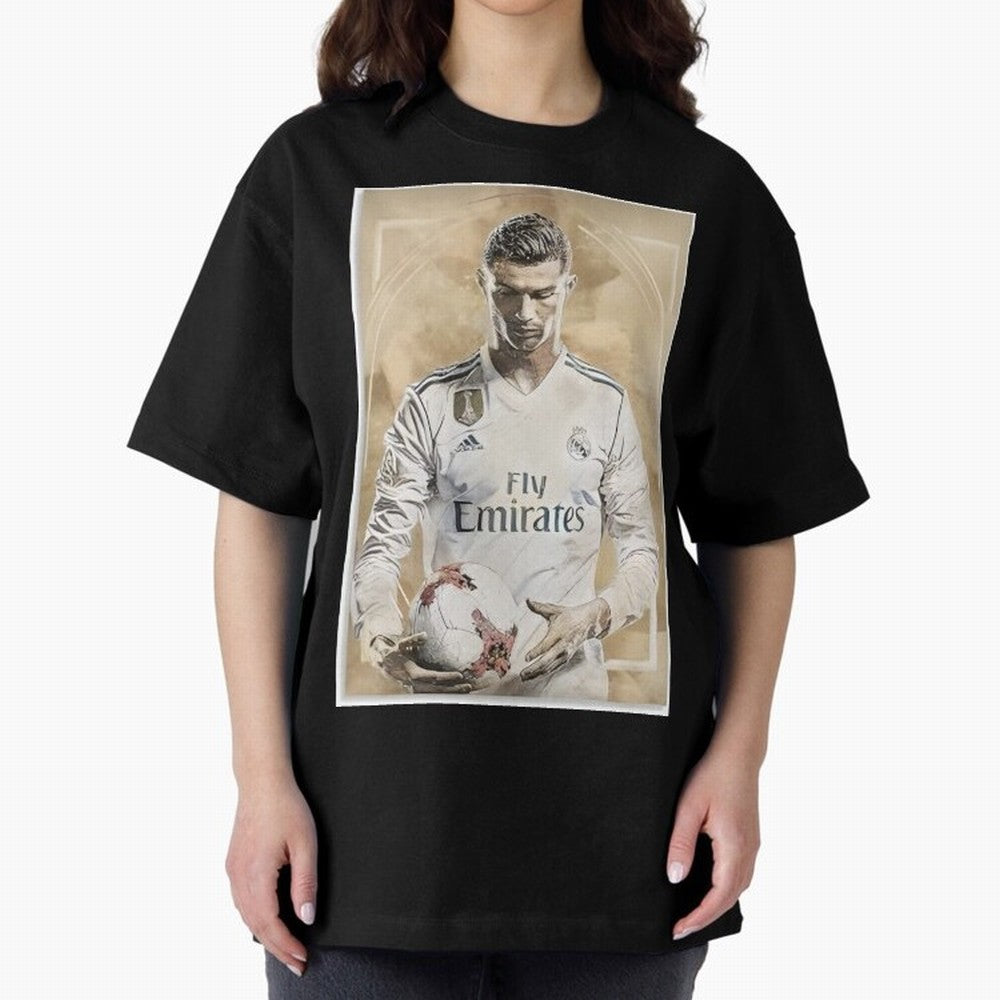 Cr7 Oversized T-Shirt Spotlight Global Football Passion for FIFA World Cup 2026 Group Stage, Centered on Messi, CR7 and Mbappe, Portugal, Spain and Germany, Football Festival Excitement, Trophy Ambitions, Country Rivalries and Star Player Buzz;