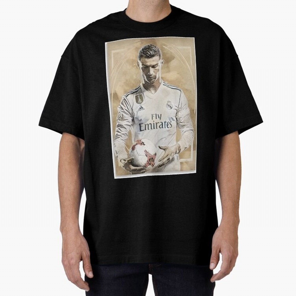 Cr7 Oversized T-Shirt Spotlight Global Football Passion for FIFA World Cup 2026 Group Stage, Centered on Messi, CR7 and Mbappe, Portugal, Spain and Germany, Football Festival Excitement, Trophy Ambitions, Country Rivalries and Star Player Buzz;