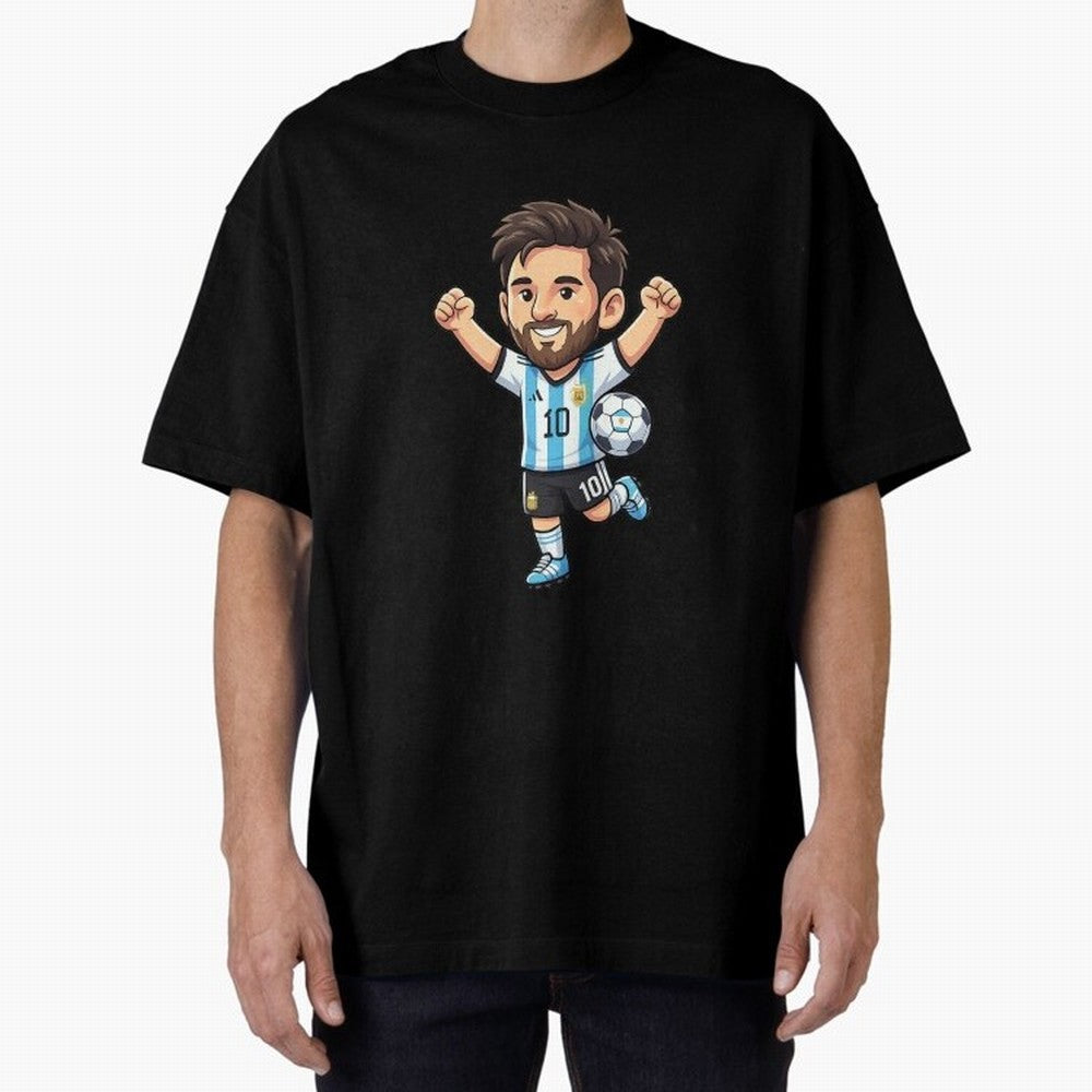 Cute Football Champion Cartoon Design Oversized T-Shirt Live for the Drama of Global Football Passion for FIFA World Cup 2026, Driven by Neymar, France, Worldwide Fan Energy, Dramatic Goals, Stadium Lights and Championship Celebrations; Ideal for