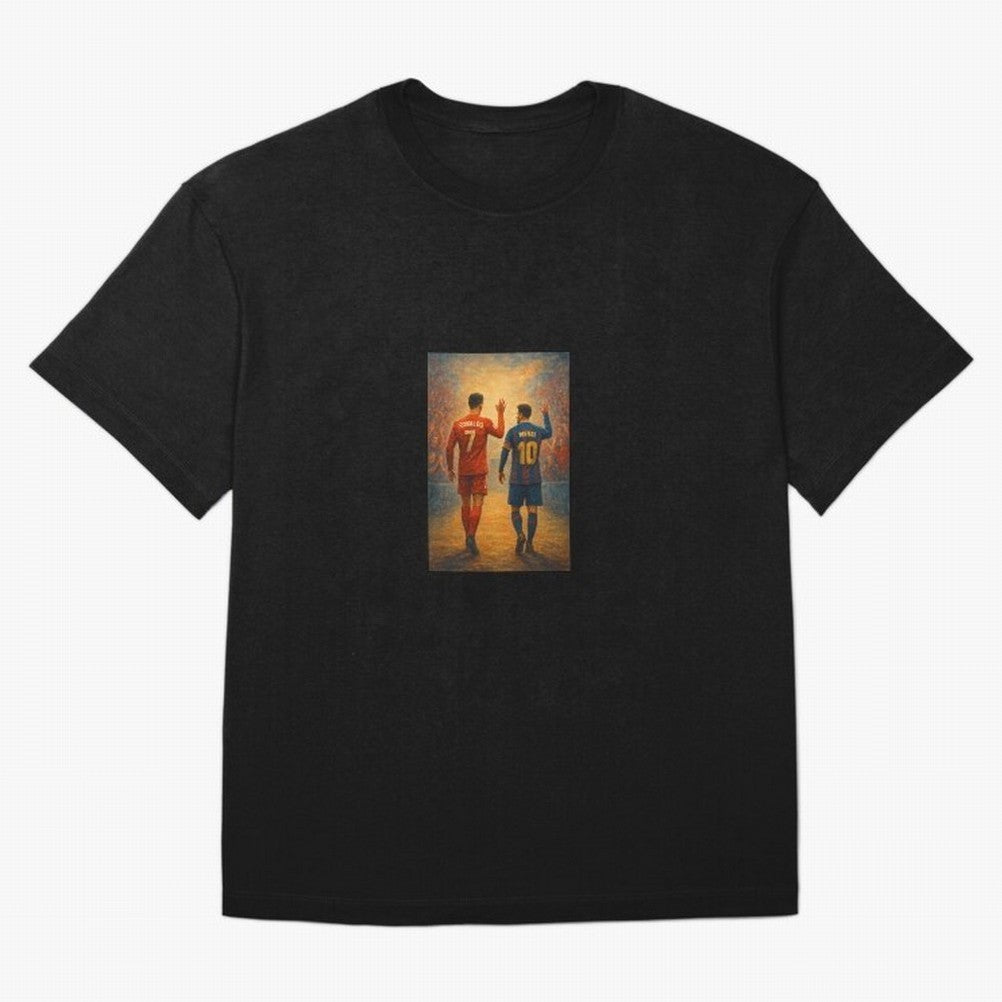 Cristiano Ronaldo and Messi Art Sticker Oversized T-Shirt Carry the Dream of Match Day Hype around FIFA World Cup 2026 USA Canada Mexico, Cristiano Ronaldo, Spain and Netherlands, Champion Mindset, Group Stage Buzz, Knockout Tension and Passionate