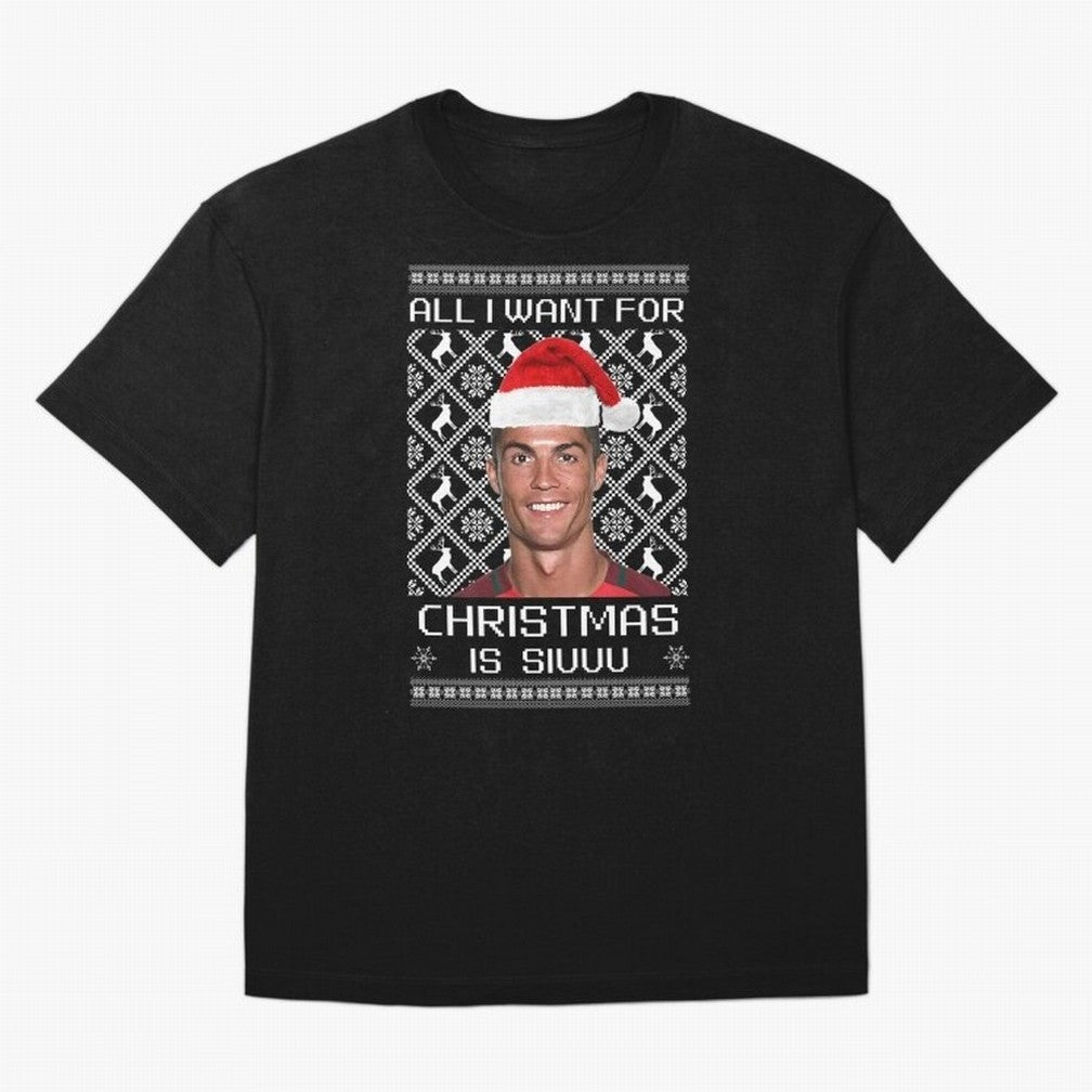 Cristiano Ronaldo Siuuu Christmas Oversized T-Shirt Fuel the Hype around FIFA World Cup 2026 for Fans of CR7 and Portugal, Spain and Germany, Bringing Match Day Excitement, Supporter Culture, Golden Goals and Global Football Passion; Ideal for