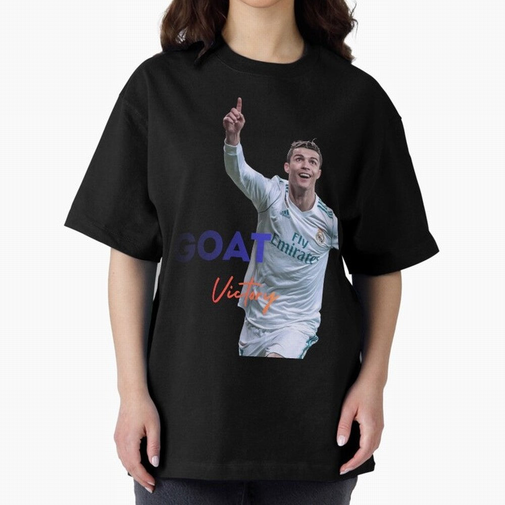 Goat CR7 MIndset Oversized T-Shirt Celebrate Unforgettable Nights in FIFA World Cup 2026 for Fans of Haaland and Mbappe and Spain, Bringing Soccer Culture, Superstar Moments, National Team Dreams and Competitive Fire; Ideal for Football Dads,
