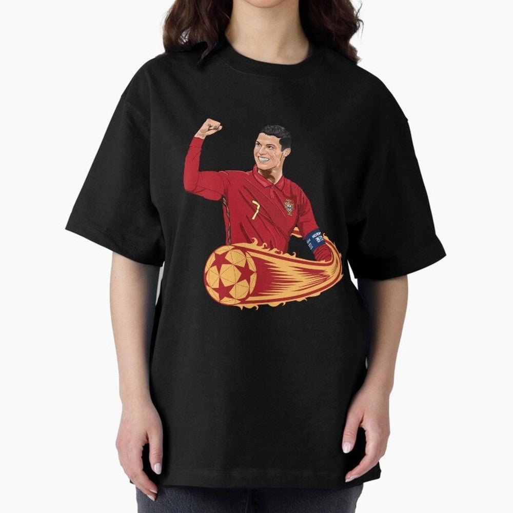 Cristiano Ronaldo drawing Oversized T-Shirt Celebrate National Team Dreams in the FIFA World Cup 2026 USA Canada Mexico Journey through Neymar, Haaland and Cristiano Ronaldo Highlights, Argentina Pride, Football Passion, Legendary Performances,
