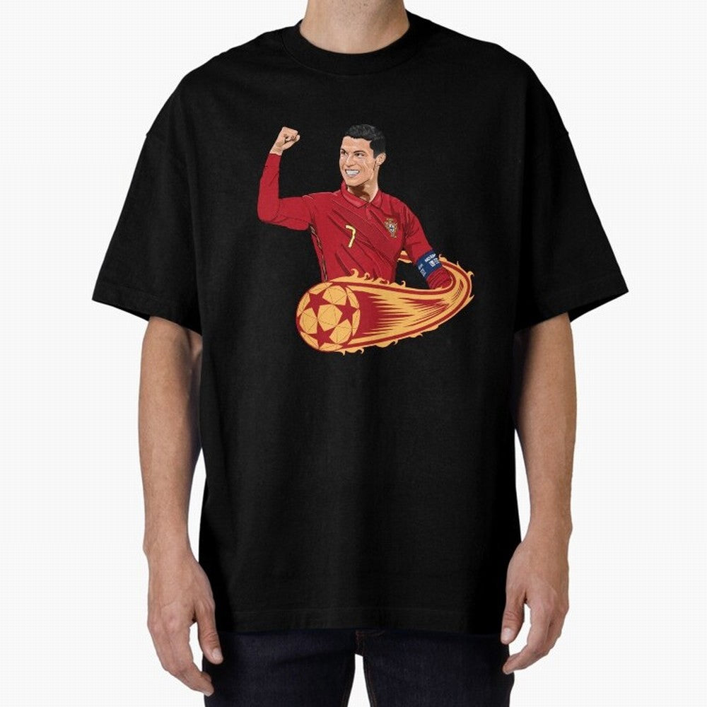 Cristiano Ronaldo drawing Oversized T-Shirt Celebrate National Team Dreams in the FIFA World Cup 2026 USA Canada Mexico Journey through Neymar, Haaland and Cristiano Ronaldo Highlights, Argentina Pride, Football Passion, Legendary Performances,
