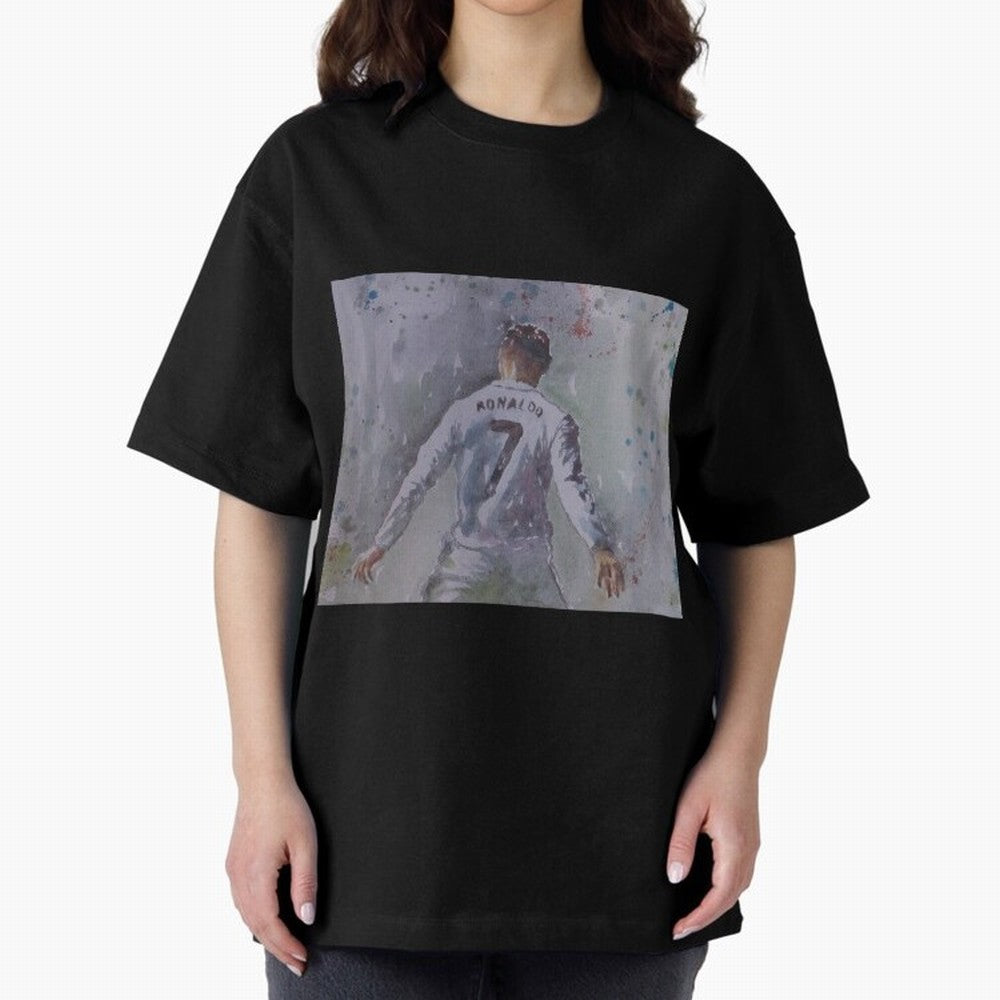 Cristiano Ronaldo - Portrait 2 Oversized T-Shirt Celebrate Rivalries and Pride in FIFA World Cup 2026 USA Canada Mexico for Fans of Messi and Cristiano Ronaldo and Argentina, Bringing Football History, Final Match Energy, Crowd Noise and Once in a