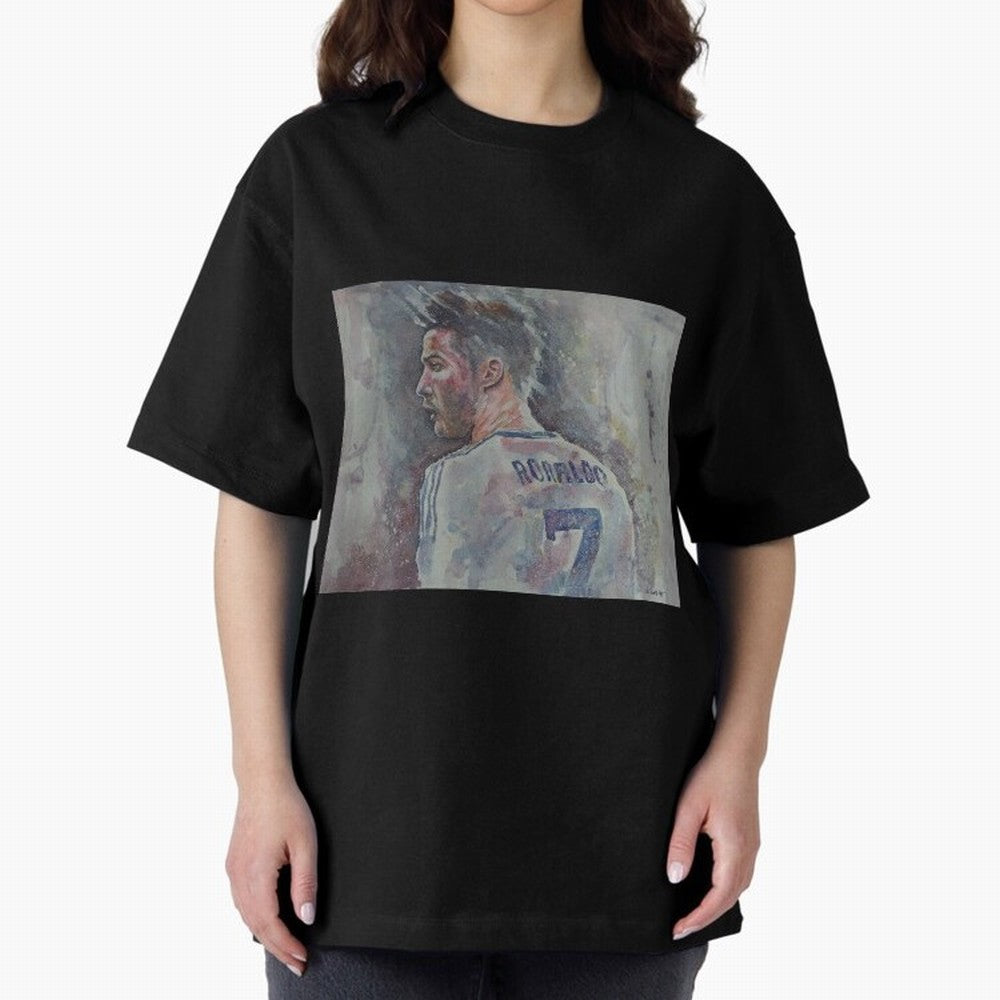 Cristiano Ronaldo - Portrait 1 Oversized T-Shirt Back Your Heroes with Global Football Passion for FIFA World Cup 2026 Group Stage, Celebrating Messi and Cristiano Ronaldo, England and Germany, Stadium Chants, National Pride, Trophy Dreams and