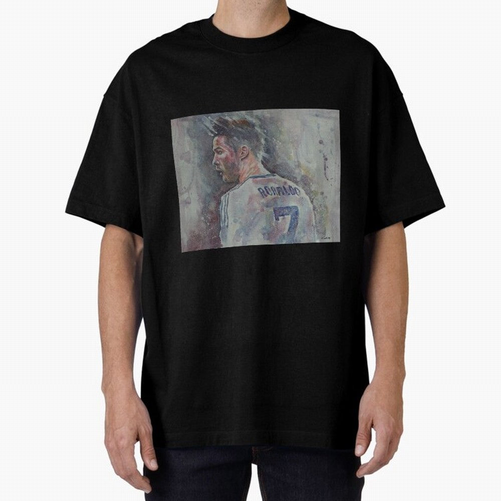 Cristiano Ronaldo - Portrait 1 Oversized T-Shirt Back Your Heroes with Global Football Passion for FIFA World Cup 2026 Group Stage, Celebrating Messi and Cristiano Ronaldo, England and Germany, Stadium Chants, National Pride, Trophy Dreams and