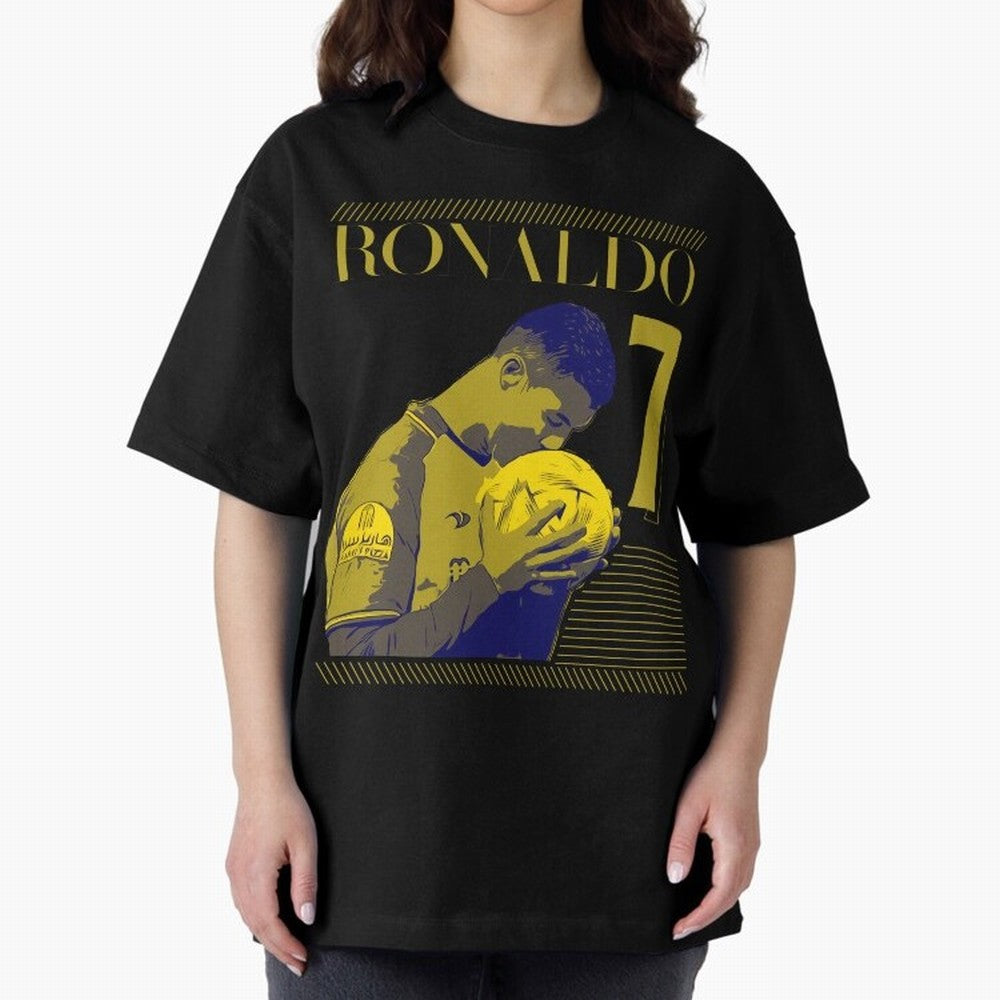 Cristiano Ronaldo Its Yellow Oversized T-Shirt Celebrate National Team Dreams in Match Day Hype around FIFA World Cup 2026, Messi and Cristiano Ronaldo, Portugal, Supporter Pride, Iconic Celebrations, Legendary Names and Global Match Day Energy;