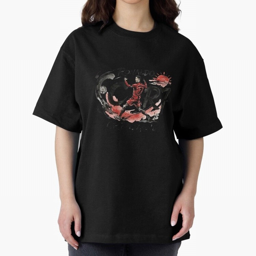 Cristiano Ronaldo CR7 Legend Japanese Ink Art Style Oversized T-Shirt Represent Fans Who Live for Match Day Hype around FIFA World Cup 2026 Group Stage, Messi, CR7 and Mbappe, Portugal, Spain and Germany, Champion Mindset, Group Stage Buzz,