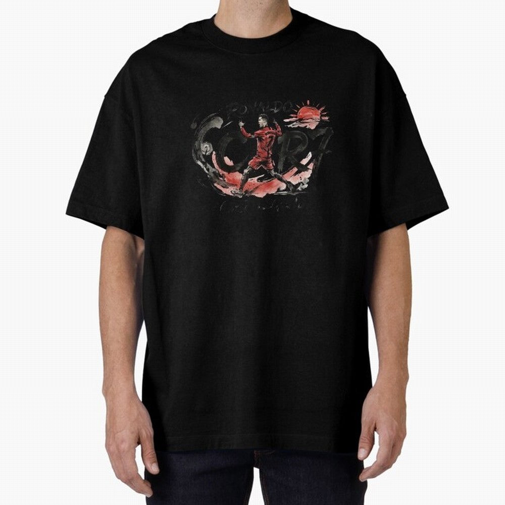 Cristiano Ronaldo CR7 Legend Japanese Ink Art Style Oversized T-Shirt Represent Fans Who Live for Match Day Hype around FIFA World Cup 2026 Group Stage, Messi, CR7 and Mbappe, Portugal, Spain and Germany, Champion Mindset, Group Stage Buzz,