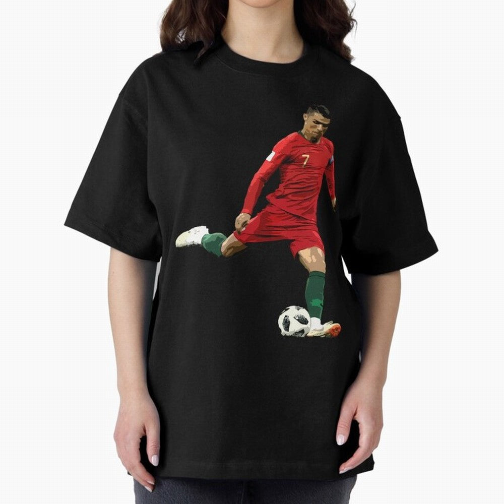 Cristiano Ronaldo Oversized T-Shirt Elevate FIFA World Cup 2026 Group Stage Centered on CR7, England and Germany Energy, Global Supporter Spirit, Legendary Goals, National Colors and Tournament Celebration; Made for Die Hard Supporters, Soccer