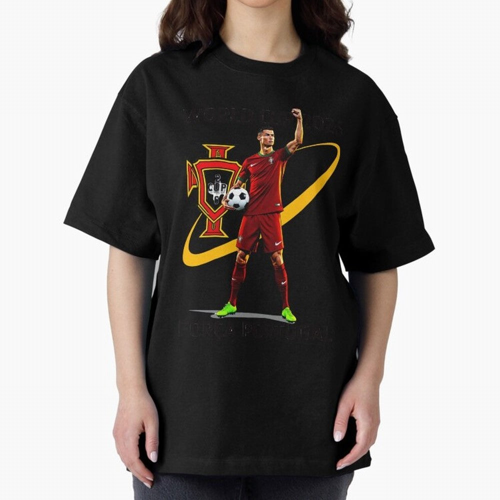 FIFA World Cup 2026 - Portugal Fan Oversized T-Shirt Show Support during FIFA World Cup 2026 for Fans of Cristiano Ronaldo and England, France and Netherlands, Bringing Football Passion, Legendary Performances, Festival Vibes and Supporter