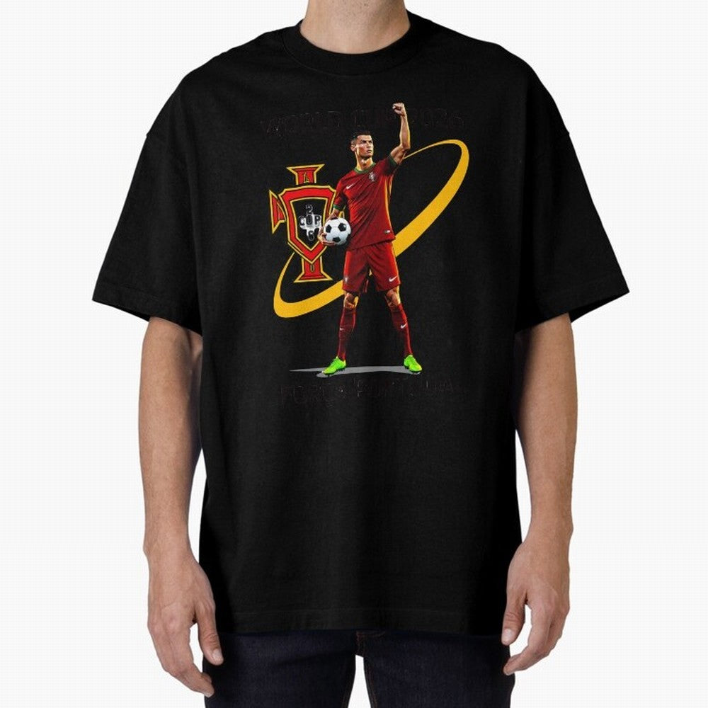 FIFA World Cup 2026 - Portugal Fan Oversized T-Shirt Show Support during FIFA World Cup 2026 for Fans of Cristiano Ronaldo and England, France and Netherlands, Bringing Football Passion, Legendary Performances, Festival Vibes and Supporter