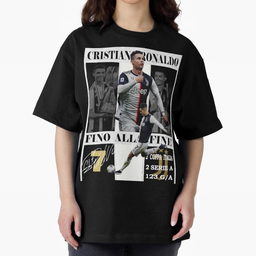 Cristiano Ronaldo Juventus Poster - Iconic CR7 Turin Fan Art Print Oversized T-Shirt Follow Every Goal of the FIFA World Cup 2026 Group Stage Journey through CR7 and Messi Highlights, Brazil, Portugal and Argentina Pride, Classic Soccer Heritage,