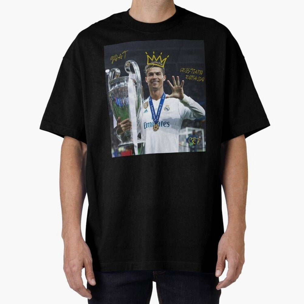 Cristiano Ronaldo- GOAT Oversized T-Shirt Support the Legends of FIFA World Cup 2026 USA Canada Mexico Spirit, Inspired by Brazil, Portugal and Argentina, Messi, Neymar and Mbappe, Goal Celebration Energy, Supporter Heritage, Football Icons and