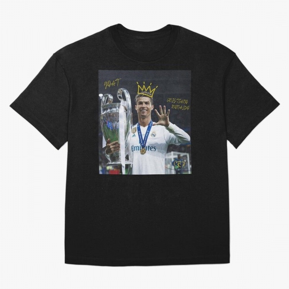 Cristiano Ronaldo- GOAT Oversized T-Shirt Support the Legends of FIFA World Cup 2026 USA Canada Mexico Spirit, Inspired by Brazil, Portugal and Argentina, Messi, Neymar and Mbappe, Goal Celebration Energy, Supporter Heritage, Football Icons and