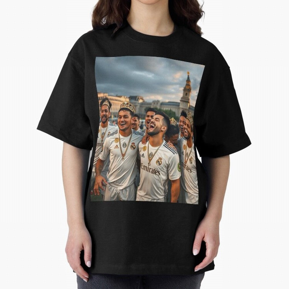 Derb¨ª Real Madrid Oversized T-Shirt Bring Retro Soccer Energy to the FIFA World Cup 2026 Journey through Messi and Cristiano Ronaldo Highlights, Spain Pride, Worldwide Fan Energy, Dramatic Goals, Stadium Lights and Championship Celebrations;
