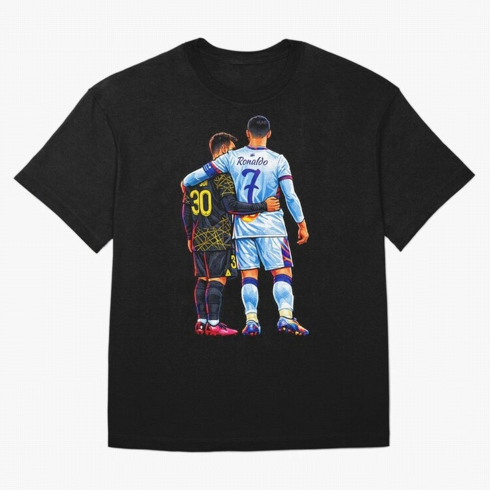 2 GOATS Oversized T-Shirt Fuel Match Day Hype around FIFA World Cup 2026, Messi, Portugal, Spain and Germany, Global Supporter Spirit, Legendary Goals, National Colors and Tournament Celebration; Great for Watch Parties, Sports Bars, Family Nights,
