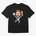 Messi Campion Caricatur Oversized T-Shirt Bring Global Tournament Vibes to Match Day Hype around FIFA World Cup 2026, Neymar, Argentina, France and Brazil, Champion Mindset, Group Stage Buzz, Knockout Tension and Passionate Fan Culture; Made for