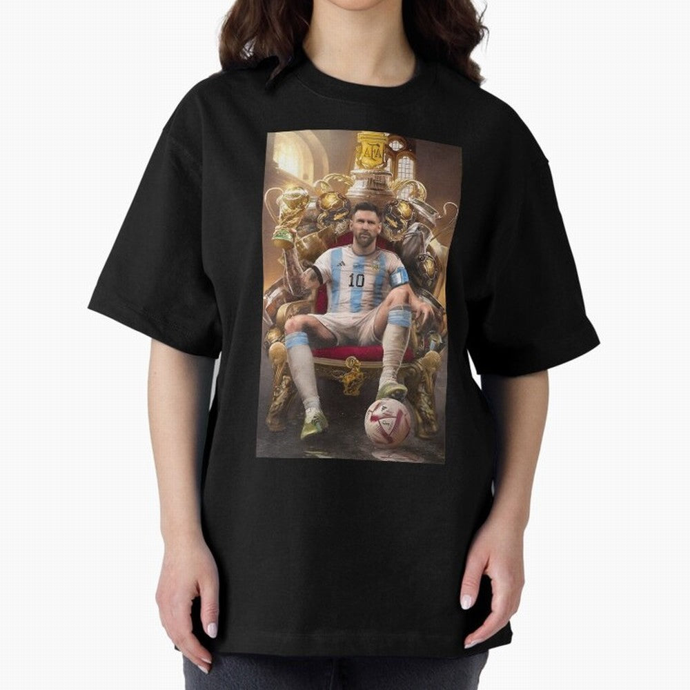 Lionel Messi Oversized T-Shirt Show Love for Legendary Goals in Match Day Hype around FIFA World Cup 2026 Group Stage, Haaland, Brazil, Portugal and Argentina, Football Passion, Legendary Performances, Festival Vibes and Supporter Community;