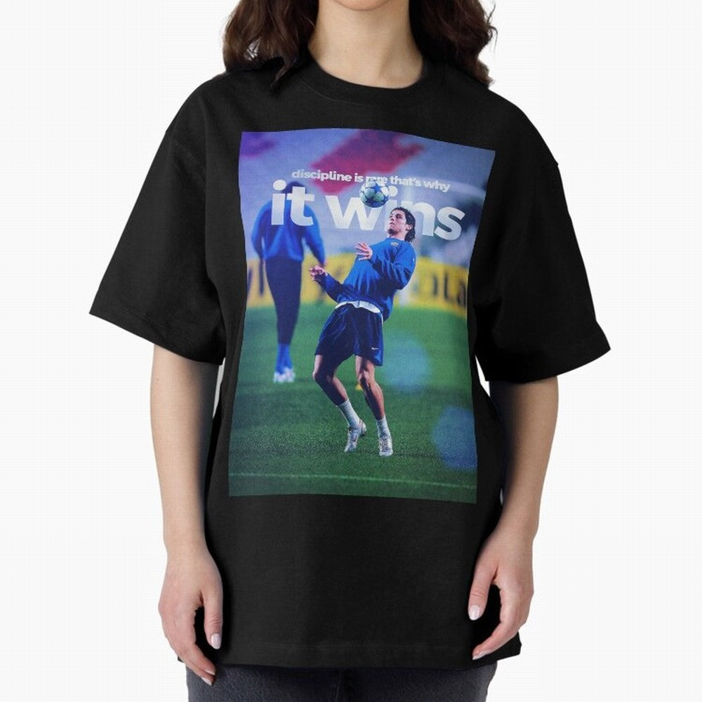Cristiano Ronaldo - Discipline is rare that's why it wins Oversized T-Shirt Relive Match Day Hype around FIFA World Cup 2026 USA Canada Mexico, Neymar, England, France and Netherlands, Champion Mindset, Group Stage Buzz, Knockout Tension and