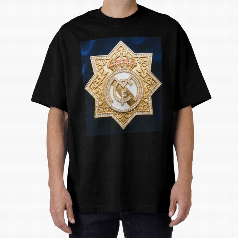 Escudo del Realma Oversized T-Shirt Celebrate Golden Goal Energy in the FIFA World Cup 2026 Journey through Haaland and Mbappe Highlights, England and Germany Pride, Championship Spirit, Famous Goals, Roaring Crowds and International Football