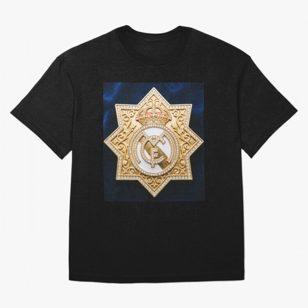 Escudo del Realma Oversized T-Shirt Celebrate Golden Goal Energy in the FIFA World Cup 2026 Journey through Haaland and Mbappe Highlights, England and Germany Pride, Championship Spirit, Famous Goals, Roaring Crowds and International Football
