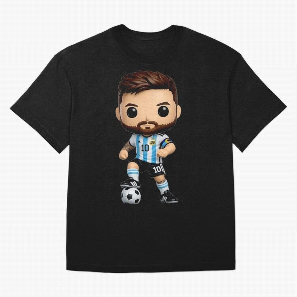 Lionel Messi Figurine Oversized T-Shirt Embrace FIFA World Cup 2026 Group Stage for Fans of Messi and Cristiano Ronaldo and Brazil, Portugal and Argentina, Bringing Stadium Memories, Football Loyalty, International Chants and Championship