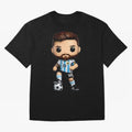 Lionel Messi Figurine Oversized T-Shirt Embrace FIFA World Cup 2026 Group Stage for Fans of Messi and Cristiano Ronaldo and Brazil, Portugal and Argentina, Bringing Stadium Memories, Football Loyalty, International Chants and Championship
