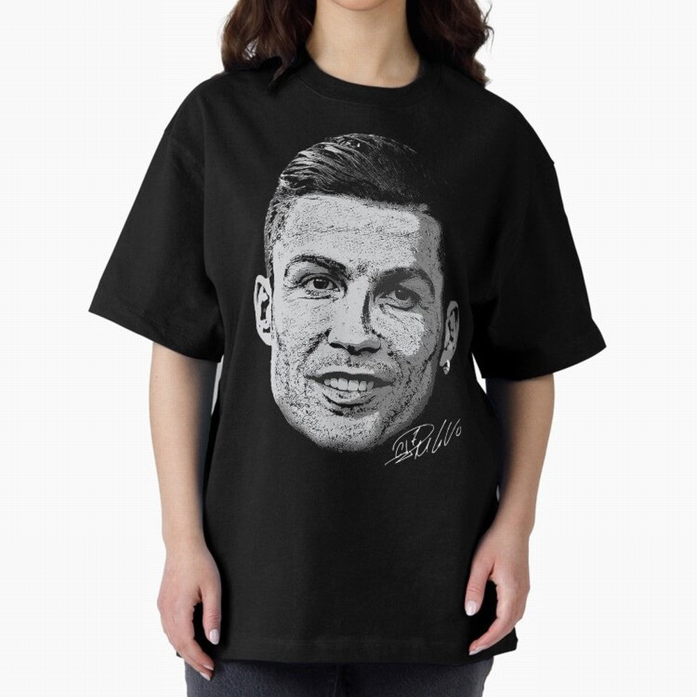 Cristiano Ronaldo Signed Oversized T-Shirt Celebrate the FIFA World Cup 2026 Journey through Cristiano Ronaldo, Haaland and CR7 Highlights, Brazil Pride, Retro Football Energy, Iconic Rivalries, Trophy Chase Drama and Stadium Atmosphere; Ideal for