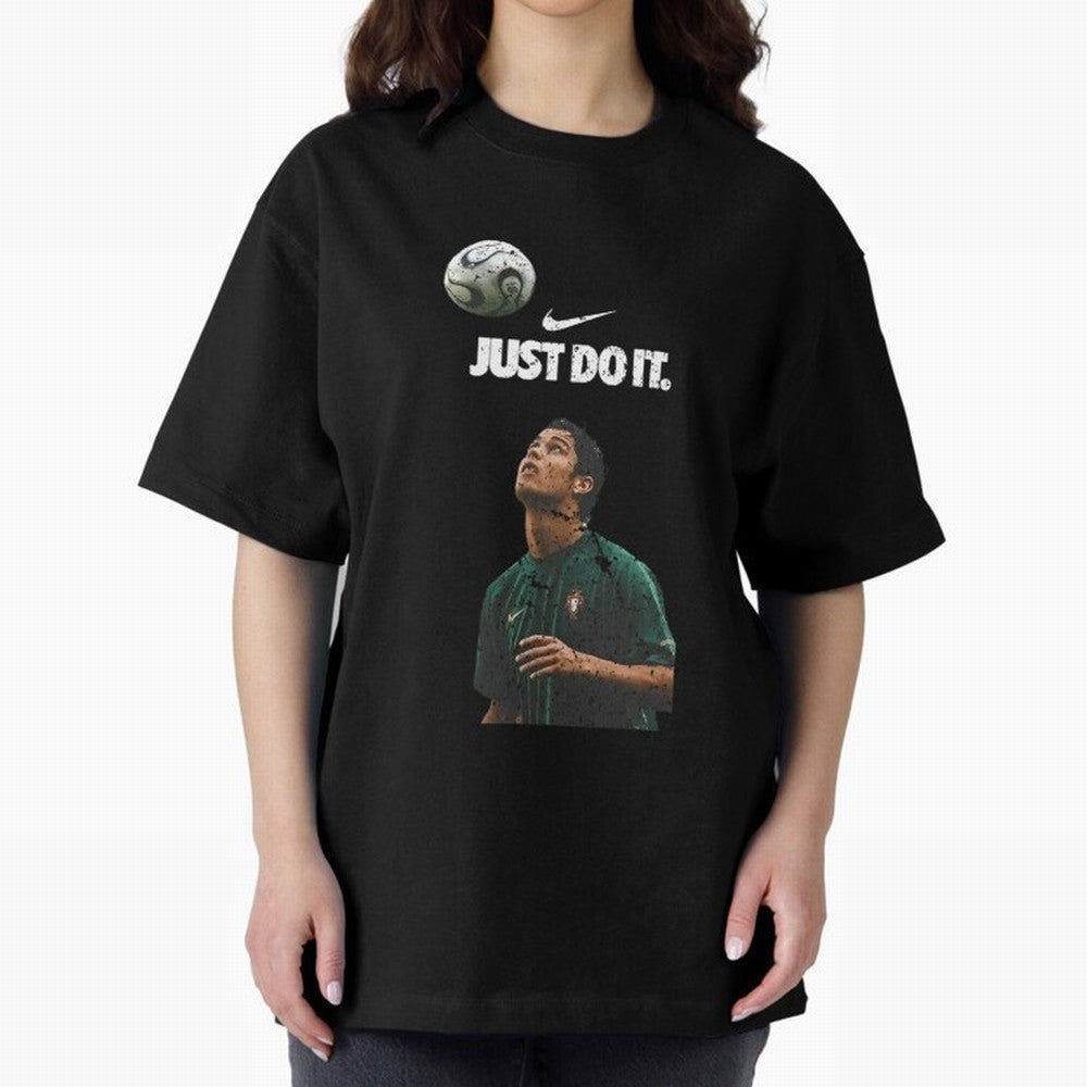 Cristiano Ronaldo Just Do It Oversized T-Shirt Follow Match Day Hype around FIFA World Cup 2026, Haaland and Mbappe, Spain and Netherlands, Stadium Chants, National Pride, Trophy Dreams and Unforgettable Football Memories; Perfect for Supporters