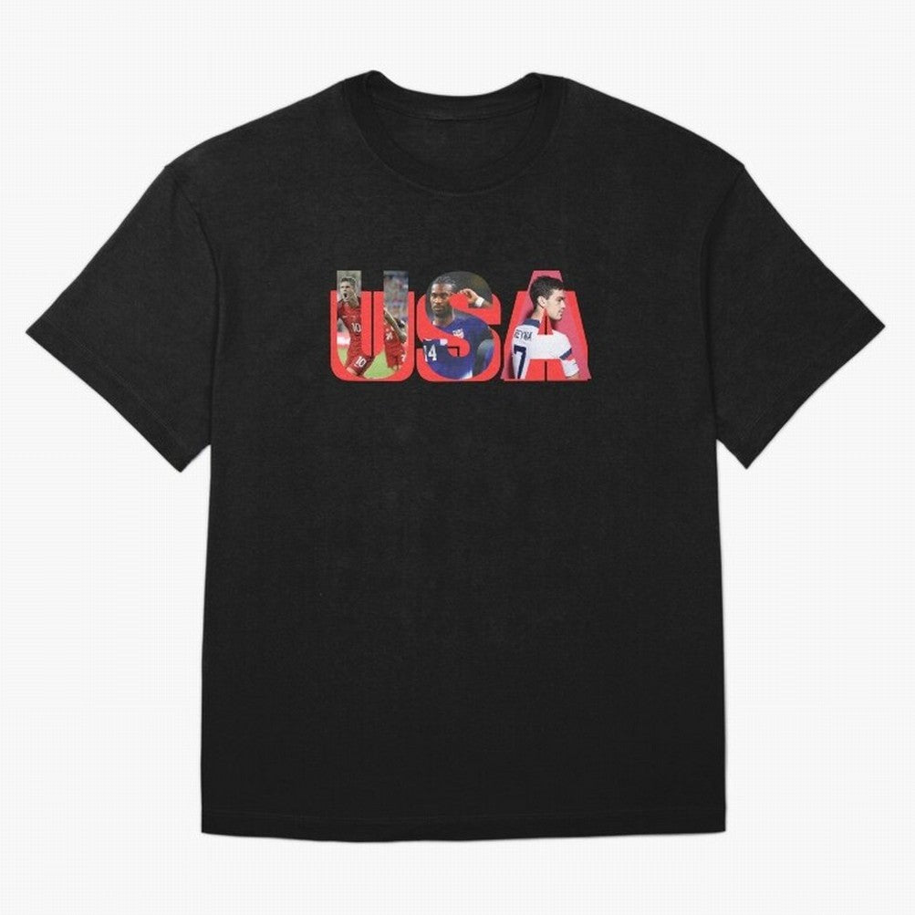 USA Soccer Cristian Pulisic, Haji Wright, Gio Reyna Oversized T-Shirt Treasure Global Football Passion for FIFA World Cup 2026 Group Stage, Celebrating Mbappe and Neymar, England, France and Netherlands, Championship Spirit, Famous Goals, Roaring
