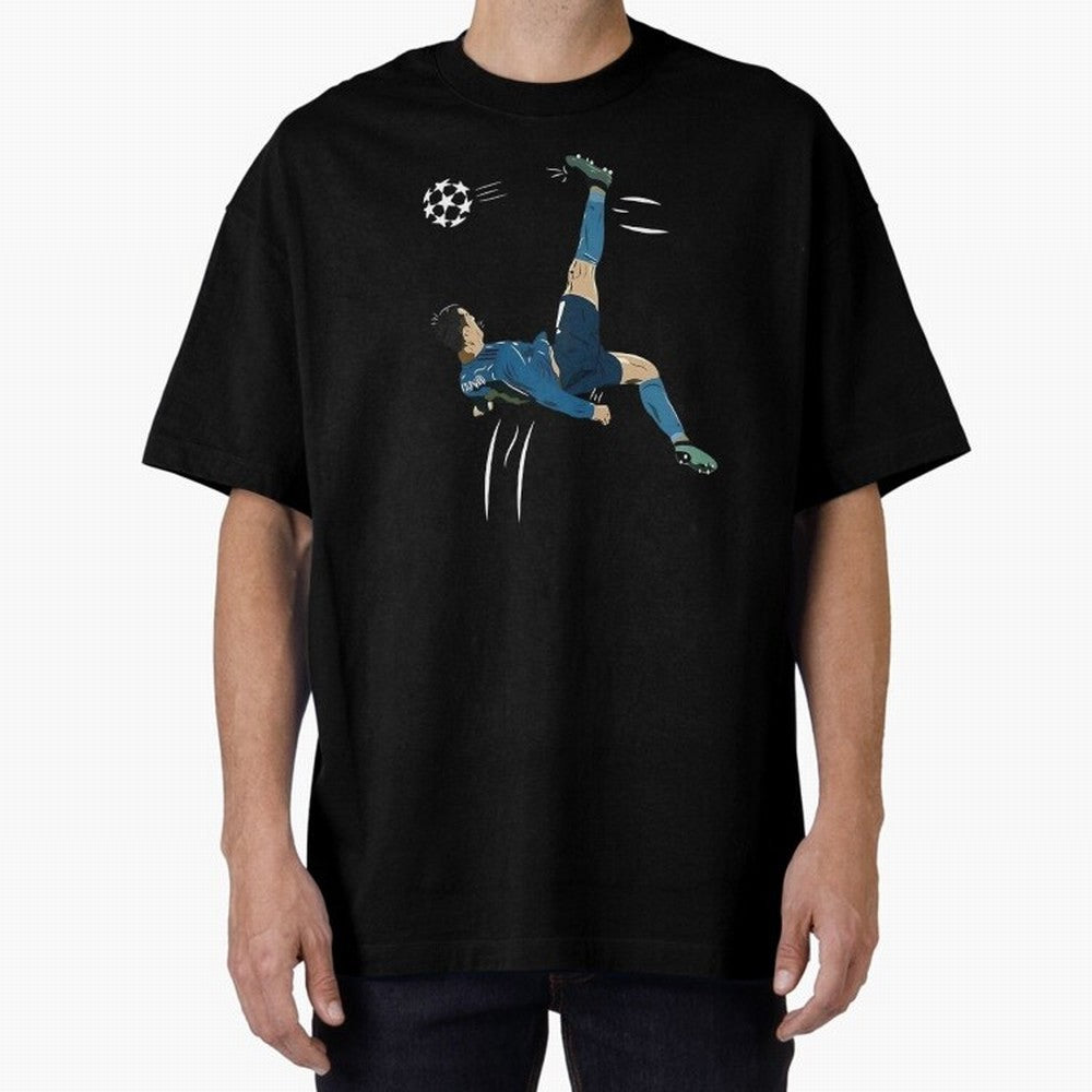 Cristiano Ronaldo Bicycle Kick Oversized T-Shirt Live for the Drama of FIFA World Cup 2026 Centered on Haaland, Brazil, Portugal and Argentina Energy, Vintage Soccer Flavor, Modern Football Stars, National Flags and Final Night Emotion; Ideal for