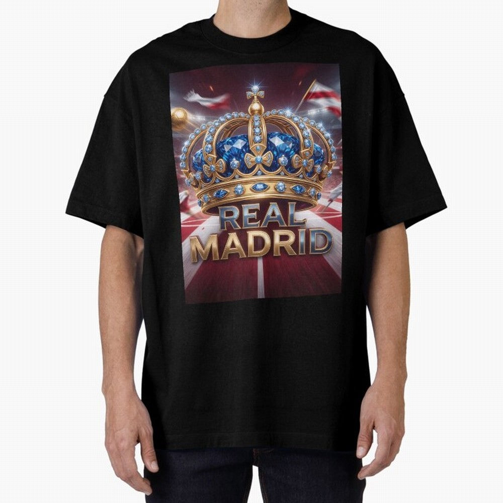 The Diamond of Real Madrid Oversized T-Shirt Stand Out with Spirit from Match Day Hype around FIFA World Cup 2026 Group Stage, Messi, CR7 and Mbappe, England, Match Day Excitement, Supporter Culture, Golden Goals and Global Football Passion;