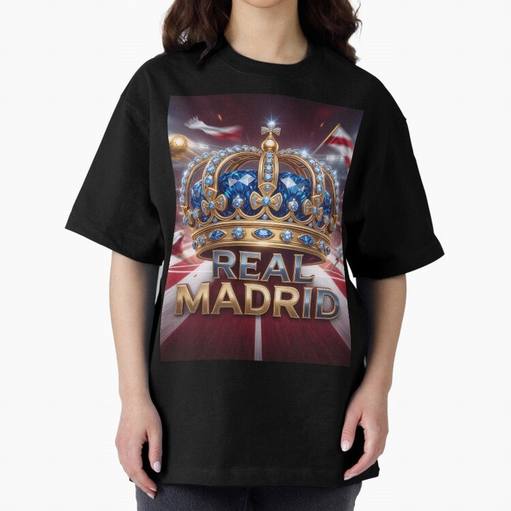 The Diamond of Real Madrid Oversized T-Shirt Stand Out with Spirit from Match Day Hype around FIFA World Cup 2026 Group Stage, Messi, CR7 and Mbappe, England, Match Day Excitement, Supporter Culture, Golden Goals and Global Football Passion;