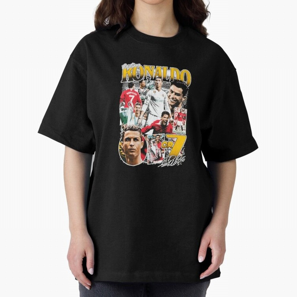 Cristiano Ronaldo Cr7 Collage Oversized T-Shirt Represent Football Lovers during FIFA World Cup 2026 USA Canada Mexico for Fans of Mbappe and Neymar and England and Germany, Bringing Stadium Chants, National Pride, Trophy Dreams and Unforgettable
