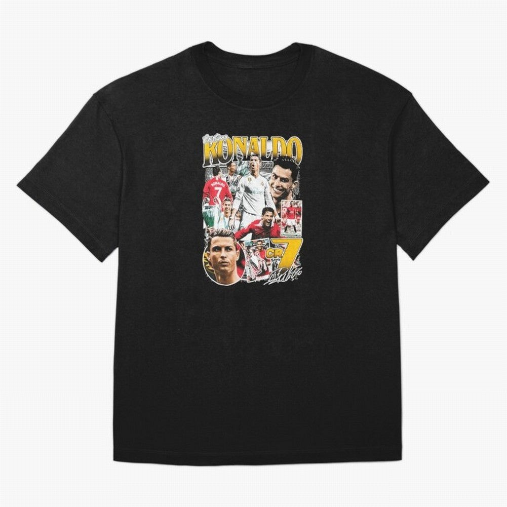 Cristiano Ronaldo Cr7 Collage Oversized T-Shirt Represent Football Lovers during FIFA World Cup 2026 USA Canada Mexico for Fans of Mbappe and Neymar and England and Germany, Bringing Stadium Chants, National Pride, Trophy Dreams and Unforgettable
