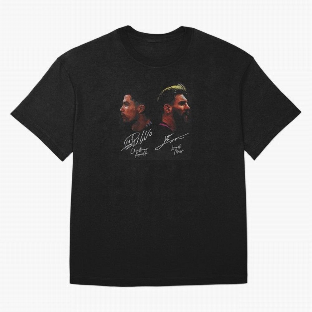 Cristiano Ronaldo & Lionel Messi Signature Oversized T-Shirt Celebrate National Team Dreams in Global Football Passion for FIFA World Cup 2026, Celebrating Haaland and Mbappe, France and Portugal, Stadium Memories, Football Loyalty, International