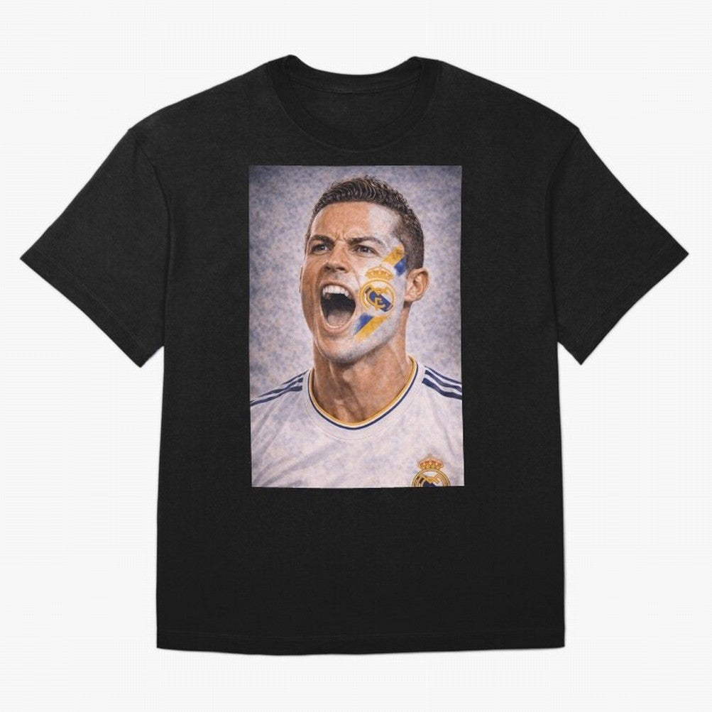Cristiano Ronaldo ¡ª A Fan Portrait in Motion Oversized T-Shirt Celebrate Football Heritage in FIFA World Cup 2026 USA Canada Mexico for Fans of Neymar, Haaland and Cristiano Ronaldo and Brazil, Bringing Soccer Culture, Superstar Moments, National
