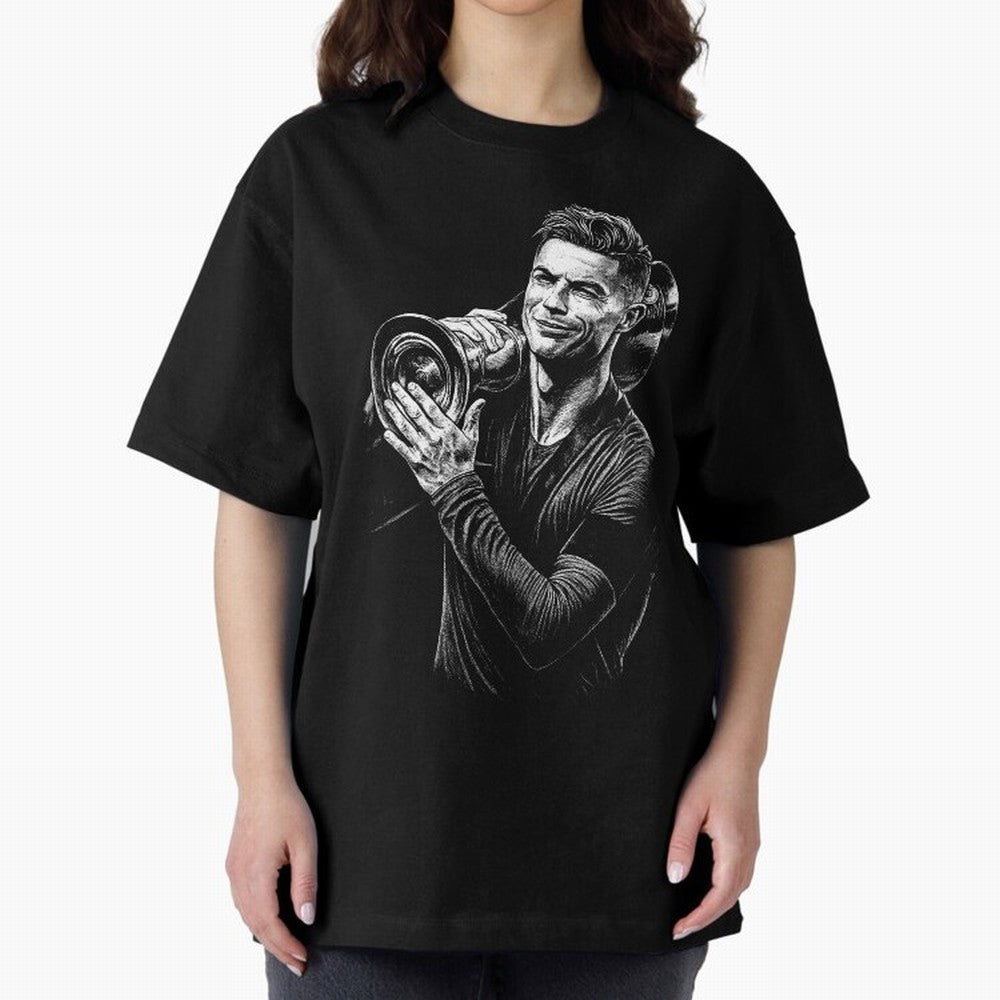 Cristiano Ronaldo Nations League Cup Oversized T-Shirt Join the Countdown to Match Day Hype around FIFA World Cup 2026 Group Stage, Neymar, Haaland and Cristiano Ronaldo, Portugal, Spain and Germany, Goal Celebration Energy, Supporter Heritage,