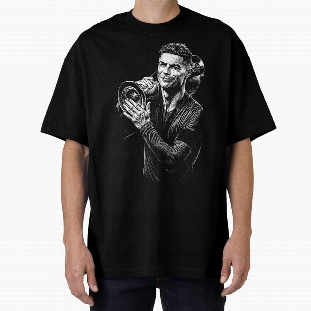 Cristiano Ronaldo Nations League Cup Oversized T-Shirt Join the Countdown to Match Day Hype around FIFA World Cup 2026 Group Stage, Neymar, Haaland and Cristiano Ronaldo, Portugal, Spain and Germany, Goal Celebration Energy, Supporter Heritage,