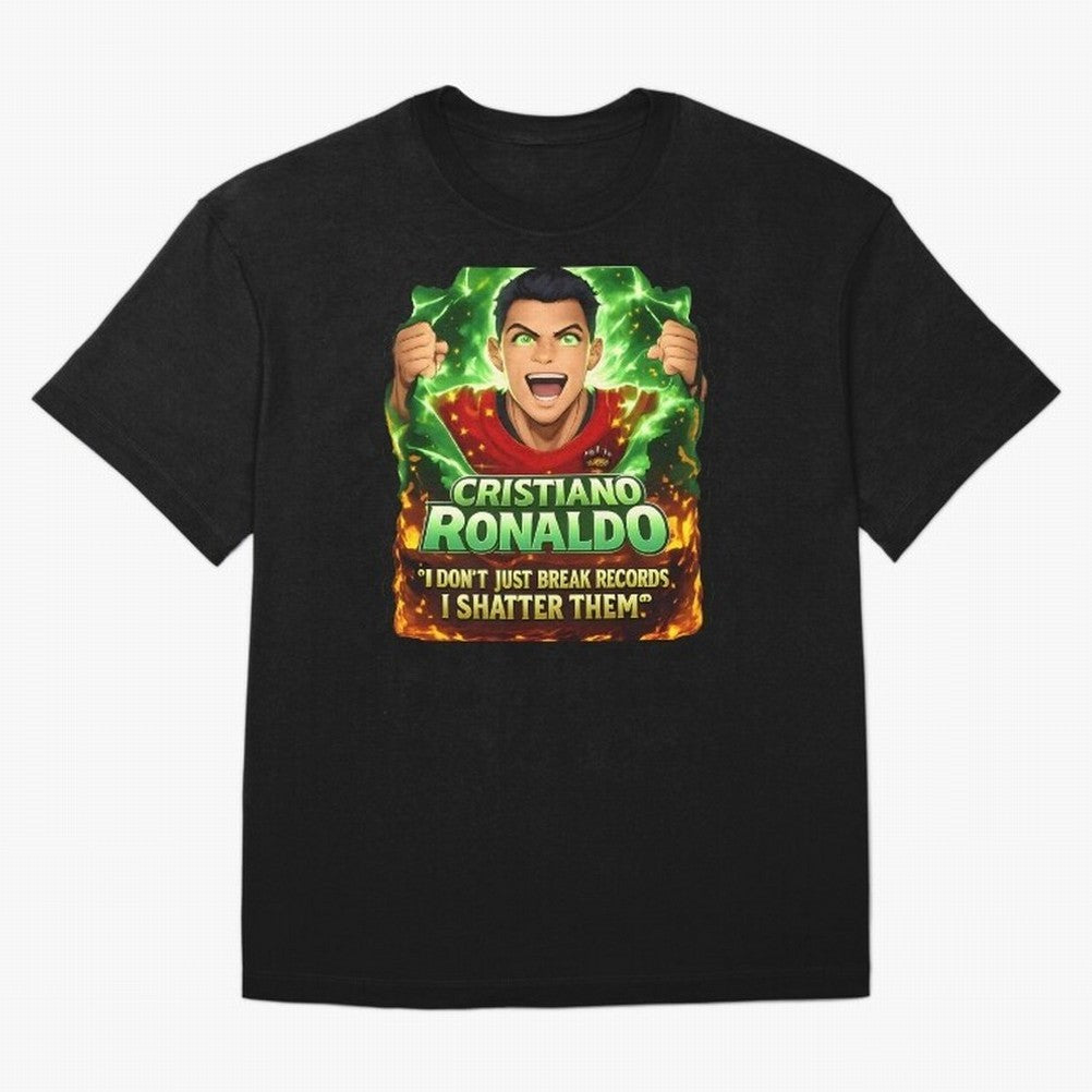 Cristiano Ronaldo Power Art Poster ¨C Legendary Football Motivation Design Oversized T-Shirt Follow the Final Road of Match Day Hype around FIFA World Cup 2026 USA Canada Mexico, Messi, CR7 and Mbappe, Portugal, Soccer Culture, Superstar Moments,