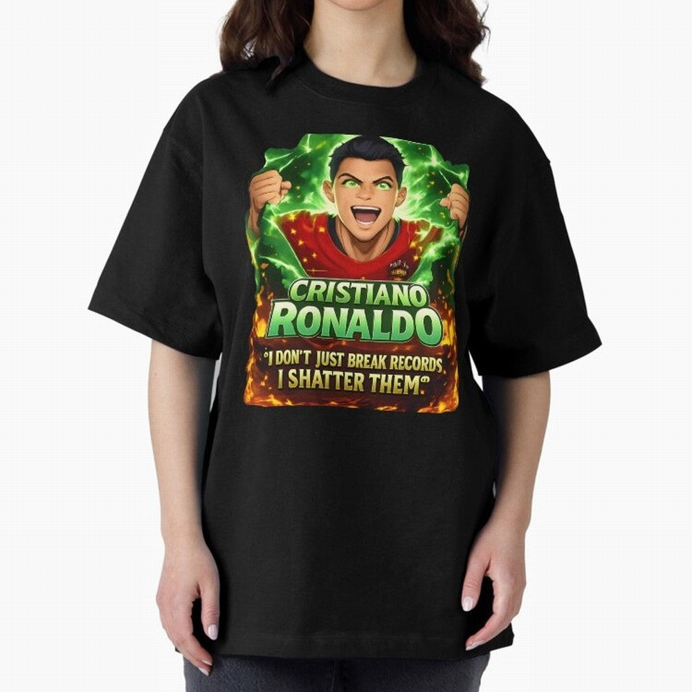 Cristiano Ronaldo Power Art Poster ¨C Legendary Football Motivation Design Oversized T-Shirt Follow the Final Road of Match Day Hype around FIFA World Cup 2026 USA Canada Mexico, Messi, CR7 and Mbappe, Portugal, Soccer Culture, Superstar Moments,