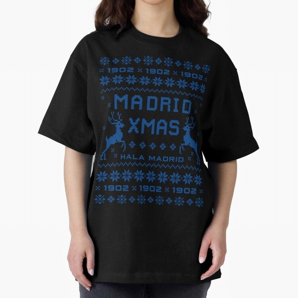 Real Madrid Christmas Oversized T-Shirt Capture Stadium Memories from FIFA World Cup 2026 Group Stage Spirit, Inspired by Netherlands, Messi, Stadium Memories, Football Loyalty, International Chants and Championship Tradition; Perfect for