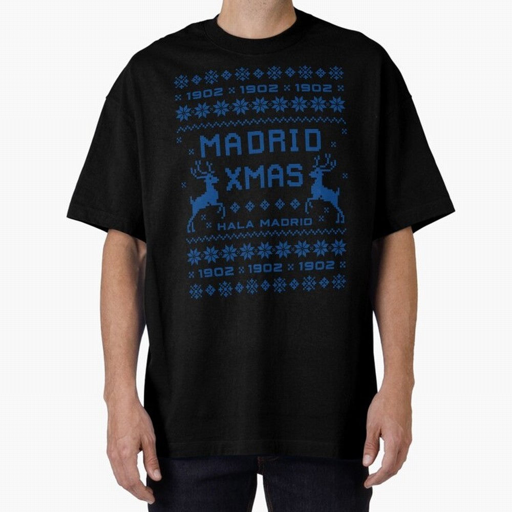 Real Madrid Christmas Oversized T-Shirt Capture Stadium Memories from FIFA World Cup 2026 Group Stage Spirit, Inspired by Netherlands, Messi, Stadium Memories, Football Loyalty, International Chants and Championship Tradition; Perfect for