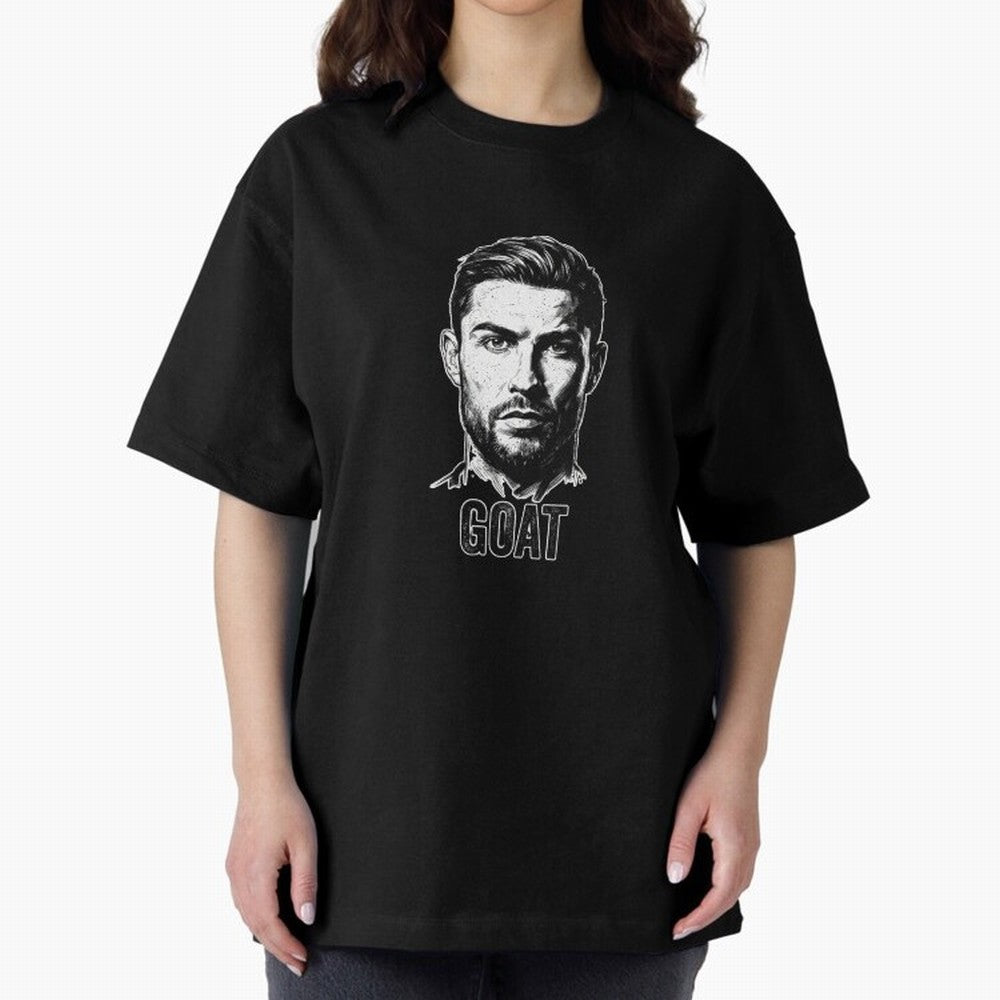 The G.O.A.T. ¨C Cristiano Ronaldo Legend Sketch Oversized T-Shirt Capture the FIFA World Cup 2026 Group Stage Journey through Neymar, Haaland and Cristiano Ronaldo Highlights, Portugal Pride, Stadium Chants, National Pride, Trophy Dreams and
